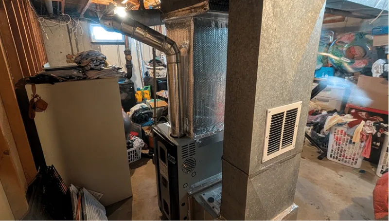 Furnace installation in a South Shore basement
