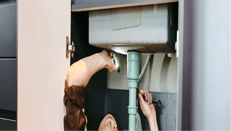 3R technician diagnosing a plumbing issue on an emergency service call